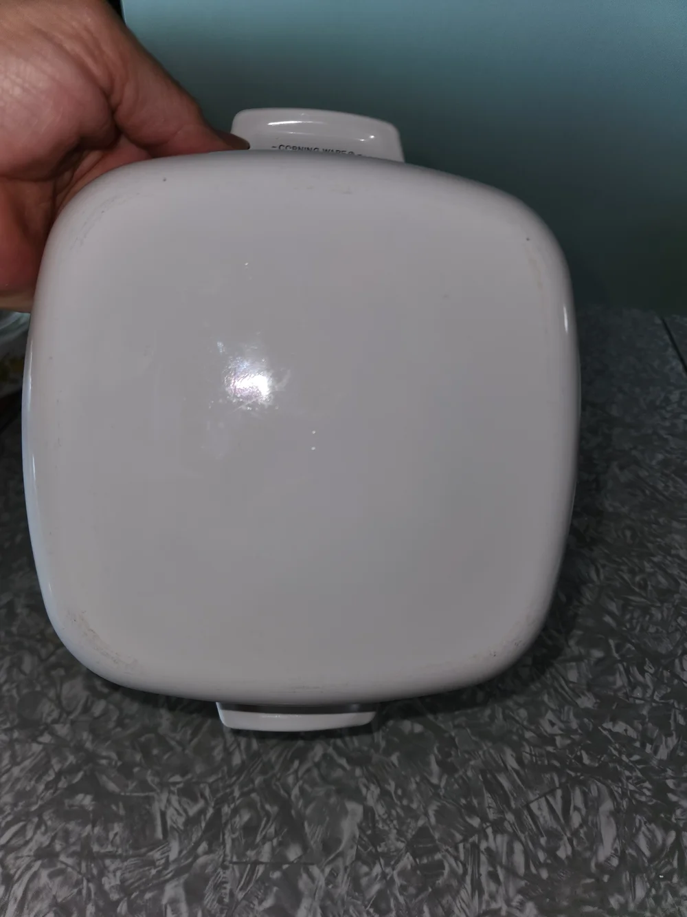 Corningware White Ceramic Casserole with Orange and Yellow Floral Pattern